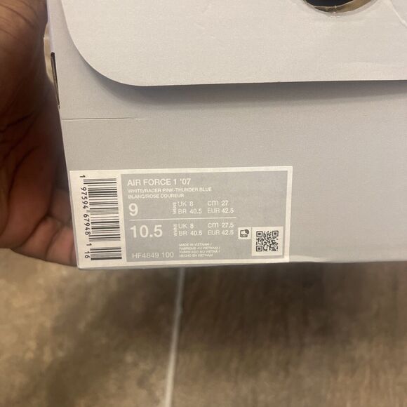 Nike Air Force 1 '07 Shoes White Thunder Blue Pink HF4849-100 Men's Size 9 - Picture 13 of 13